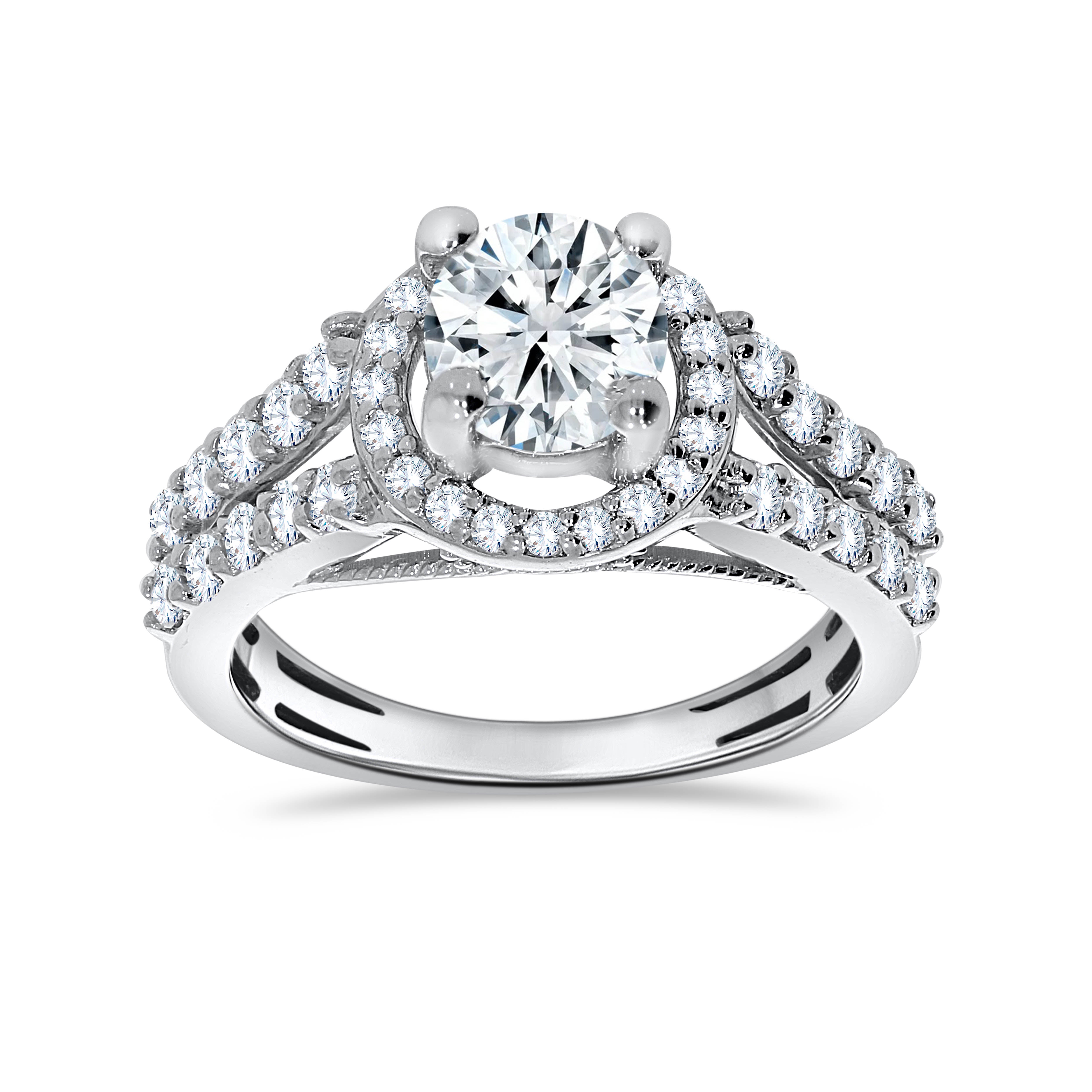 14K White Gold Round Cut Diamond Ring, 0.84 CT, fine jewellery by Luster d'Anvers, Antwerp
