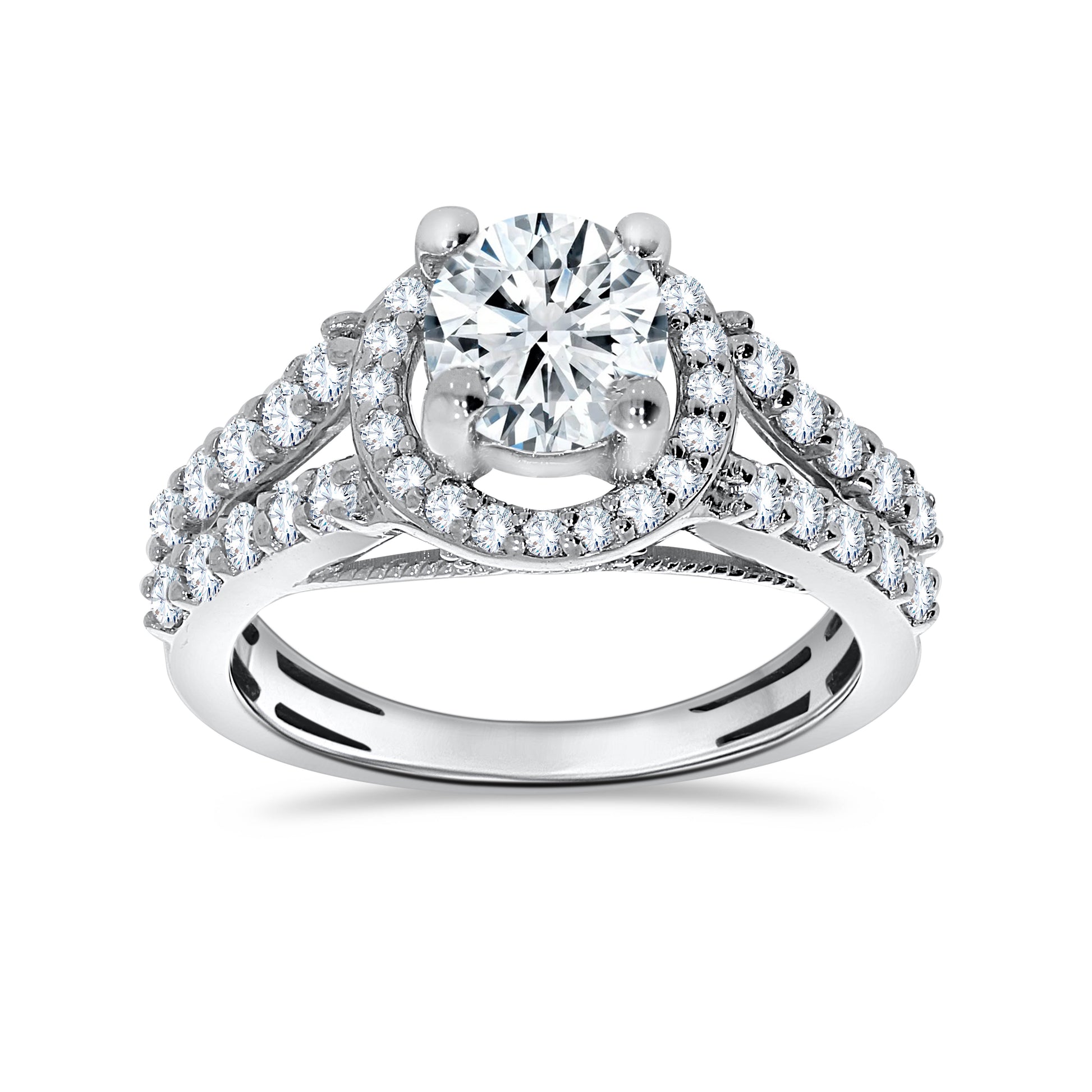14K White Gold Round Cut Diamond Ring, 0.84 CT, fine jewellery by Luster d'Anvers, Antwerp