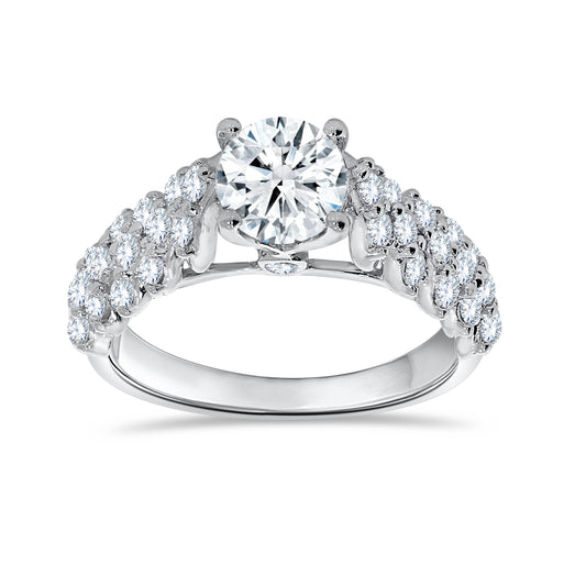 14K White Gold Round Cut Diamond Ring, 1.01 CT, fine jewellery by Luster d'Anvers, Antwerp