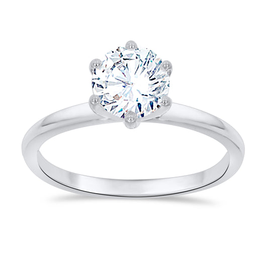 14K White Gold Round Cut Diamond Ring, 1.32 CT, fine jewellery by Luster d'Anvers, Antwerp