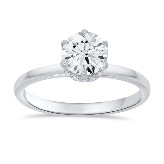 14K White Gold Round Cut Diamond Ring, 1.35 CT, fine jewellery by Luster d'Anvers, Antwerp