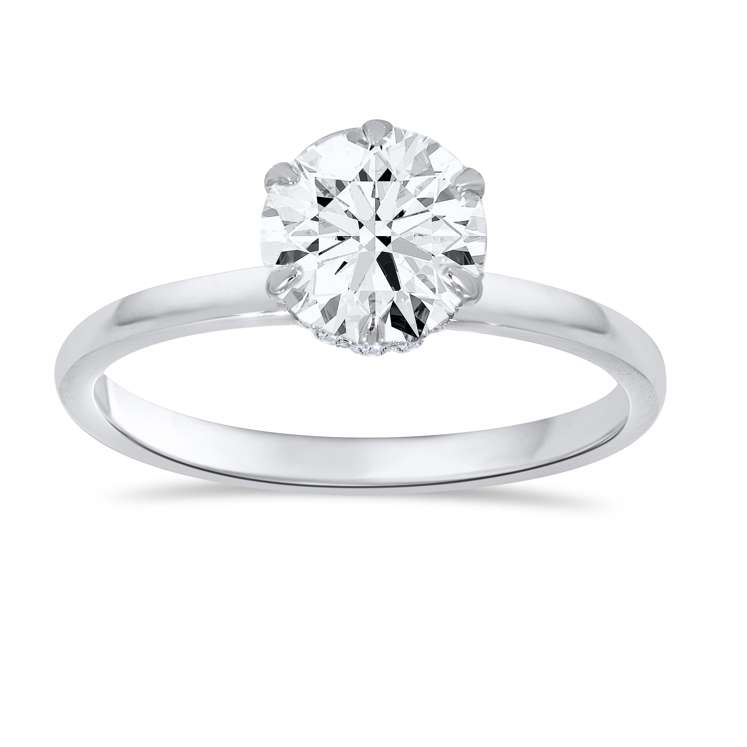 14K White Gold Round Cut Diamond Ring, 1.55 CT, fine jewellery by Luster d'Anvers, Antwerp