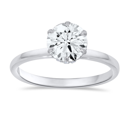 14K White Gold Round Cut Diamond Ring, 1.55 CT, fine jewellery by Luster d'Anvers, Antwerp