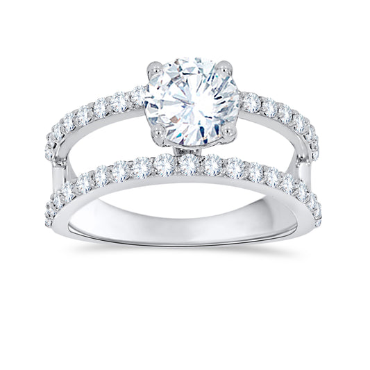 14K White Gold Round Cut Diamond Ring, 2.05 CT, fine jewellery by Luster d'Anvers, Antwerp