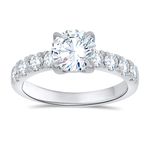 14K White Gold Round Cut Diamond Ring, 2.15 CT, fine jewellery by Luster d'Anvers, Antwerp