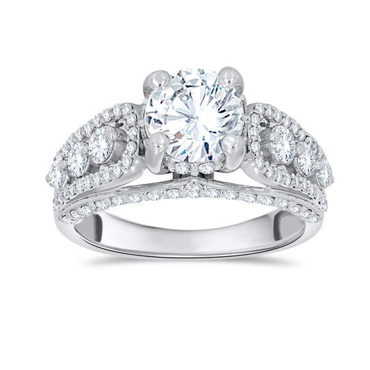 14K White Gold Round Cut Diamond Ring, 2.65 CT, fine jewellery by Luster d'Anvers, Antwerp