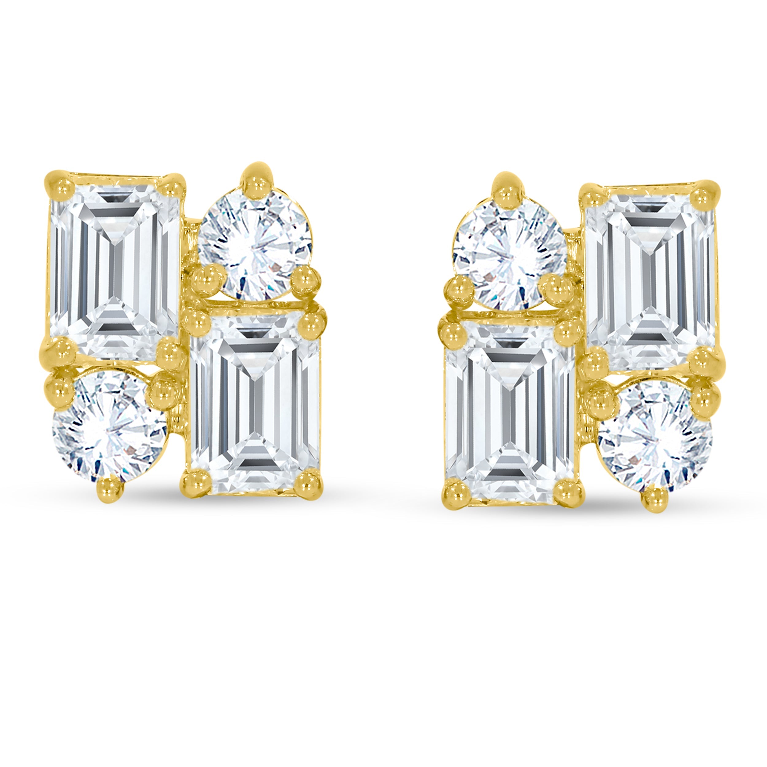 14K Yellow Gold Multi-Shape Diamond Earring, 5.05 CT, fine jewellery by Luster d'Anvers, Antwerp