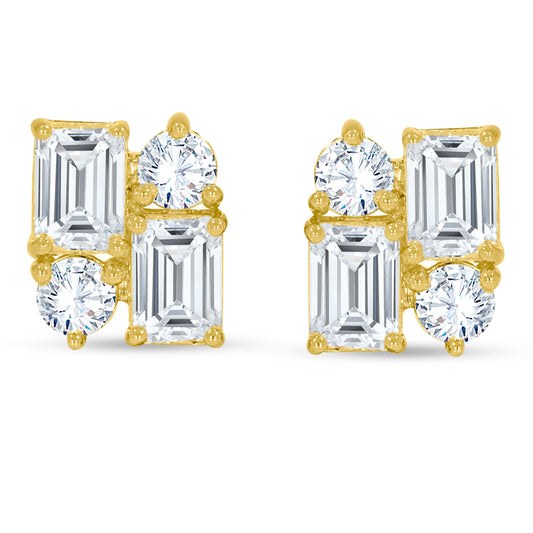 14K Yellow Gold Multi-Shape Diamond Earring, 5.05 CT, fine jewellery by Luster d'Anvers, Antwerp