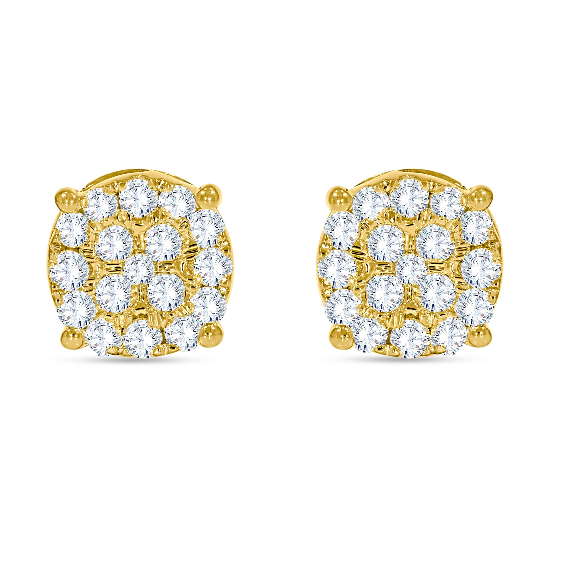 14K Yellow Gold Round Cut Diamond Earring, 0.93 CT, fine jewellery by Luster d'Anvers, Antwerp