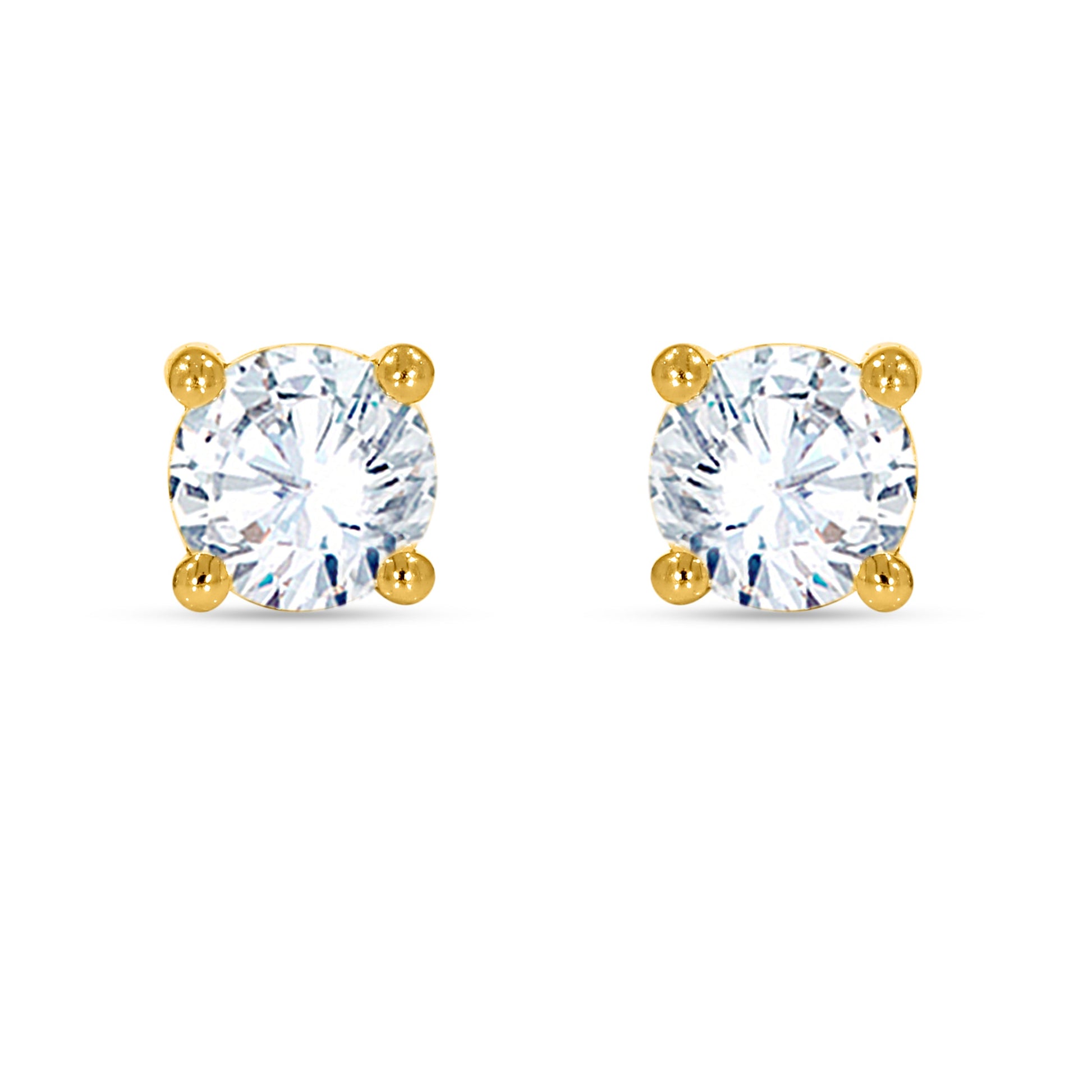 14K Yellow Gold Round Cut Diamond Earring, 1.34 CT, fine jewellery by Luster d'Anvers, Antwerp