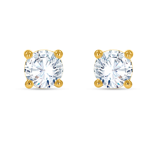 14K Yellow Gold Round Cut Diamond Earring, 1.34 CT, fine jewellery by Luster d'Anvers, Antwerp