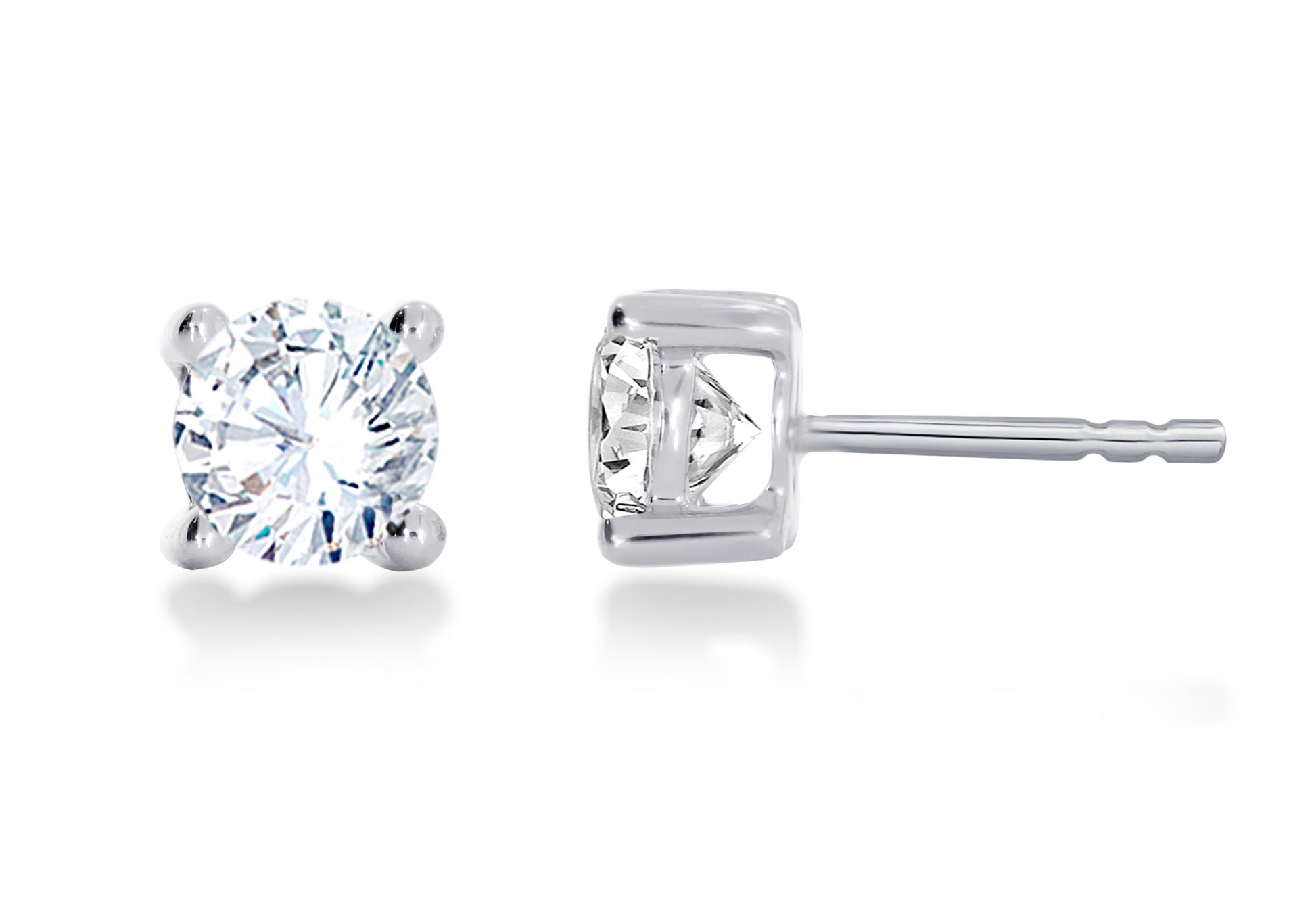1 carat round lab created diamond stud earring close up