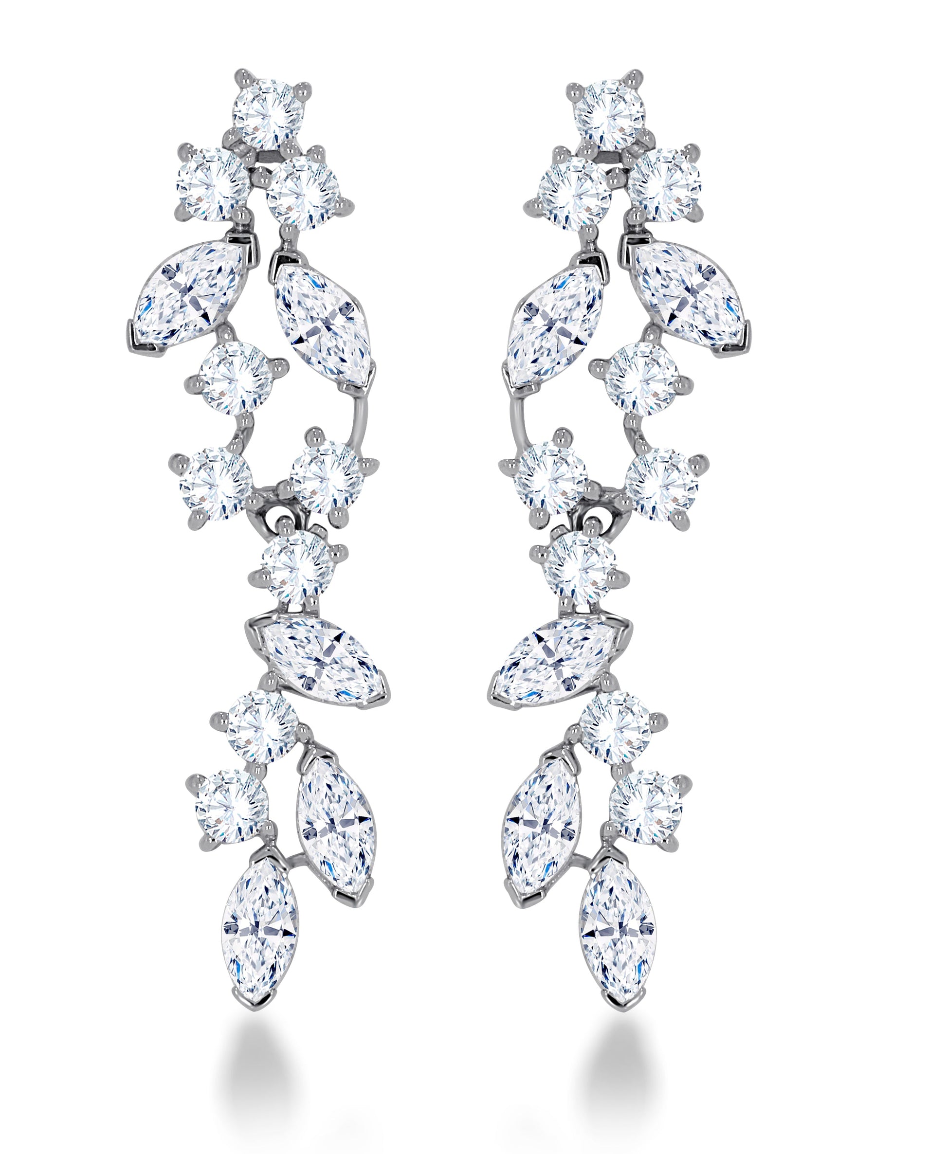 Cascading marquise and round lab diamond dangle earrings