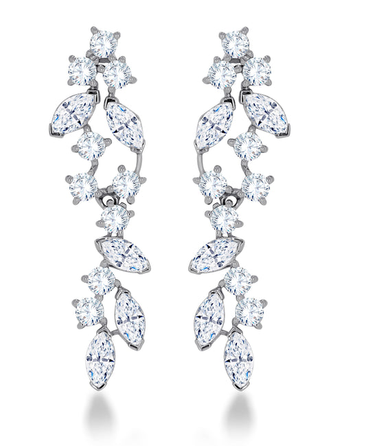 Cascading marquise and round lab diamond dangle earrings