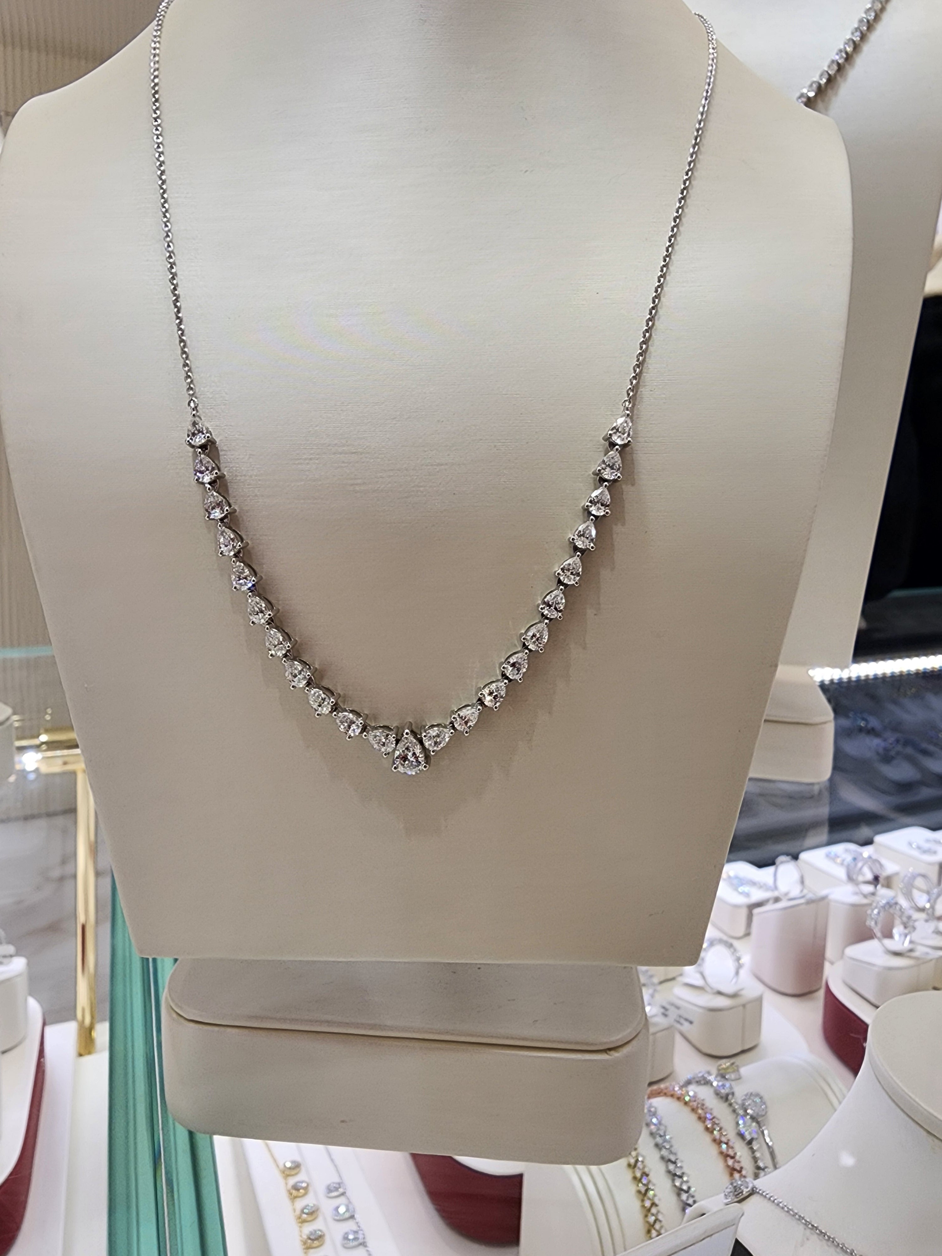 Lab Grown Diamond Pear Drop Necklace in 14K Gold - 3.35 CTW