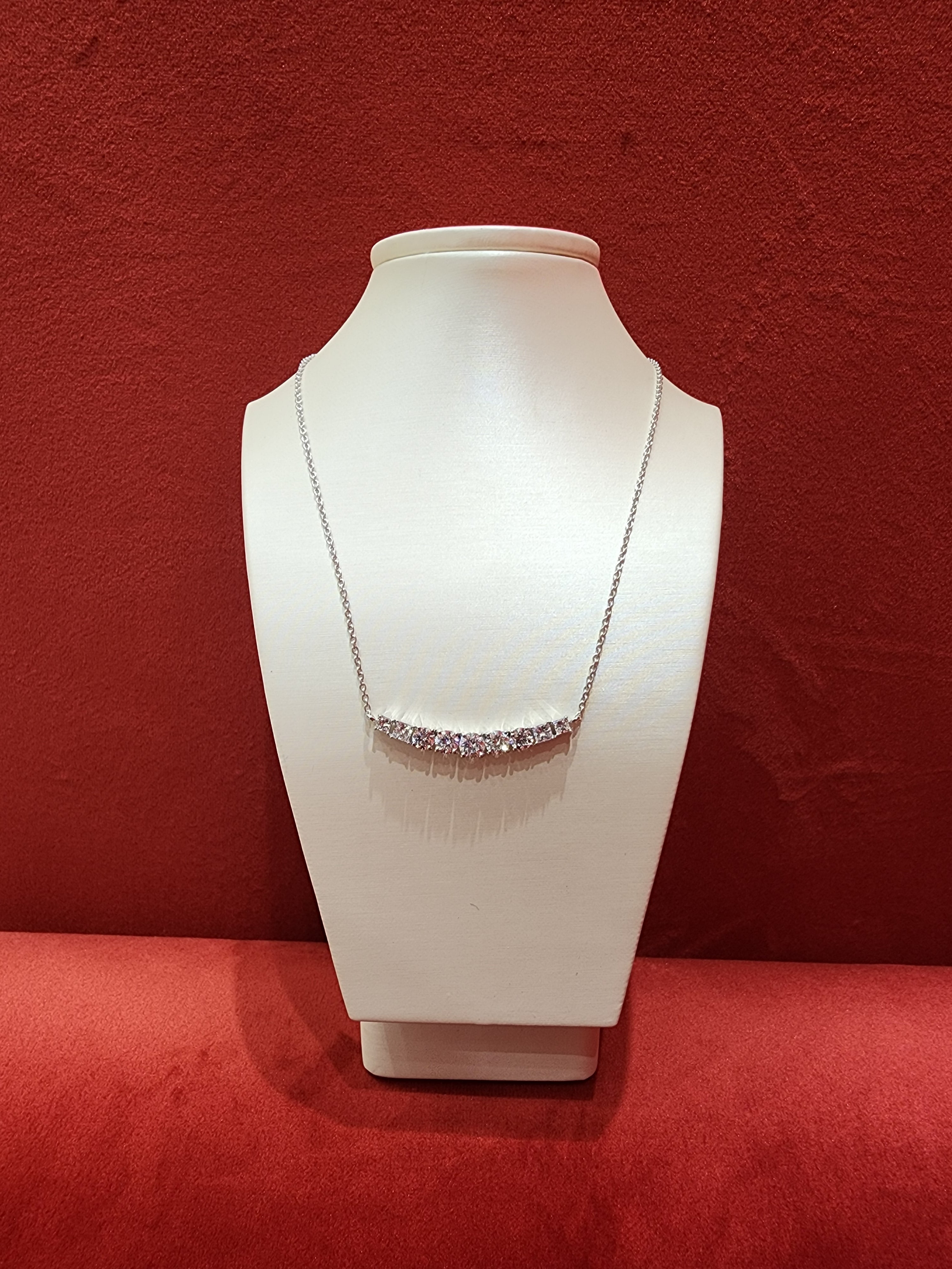 14k White Gold Lab-Grown Diamond Graduated Bar Necklace – 1.83 CT