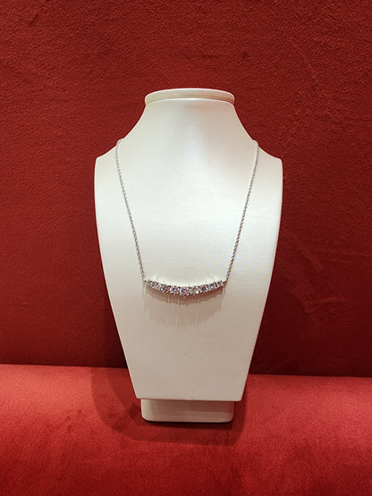 14k White Gold Lab-Grown Diamond Graduated Bar Necklace – 1.83 CT