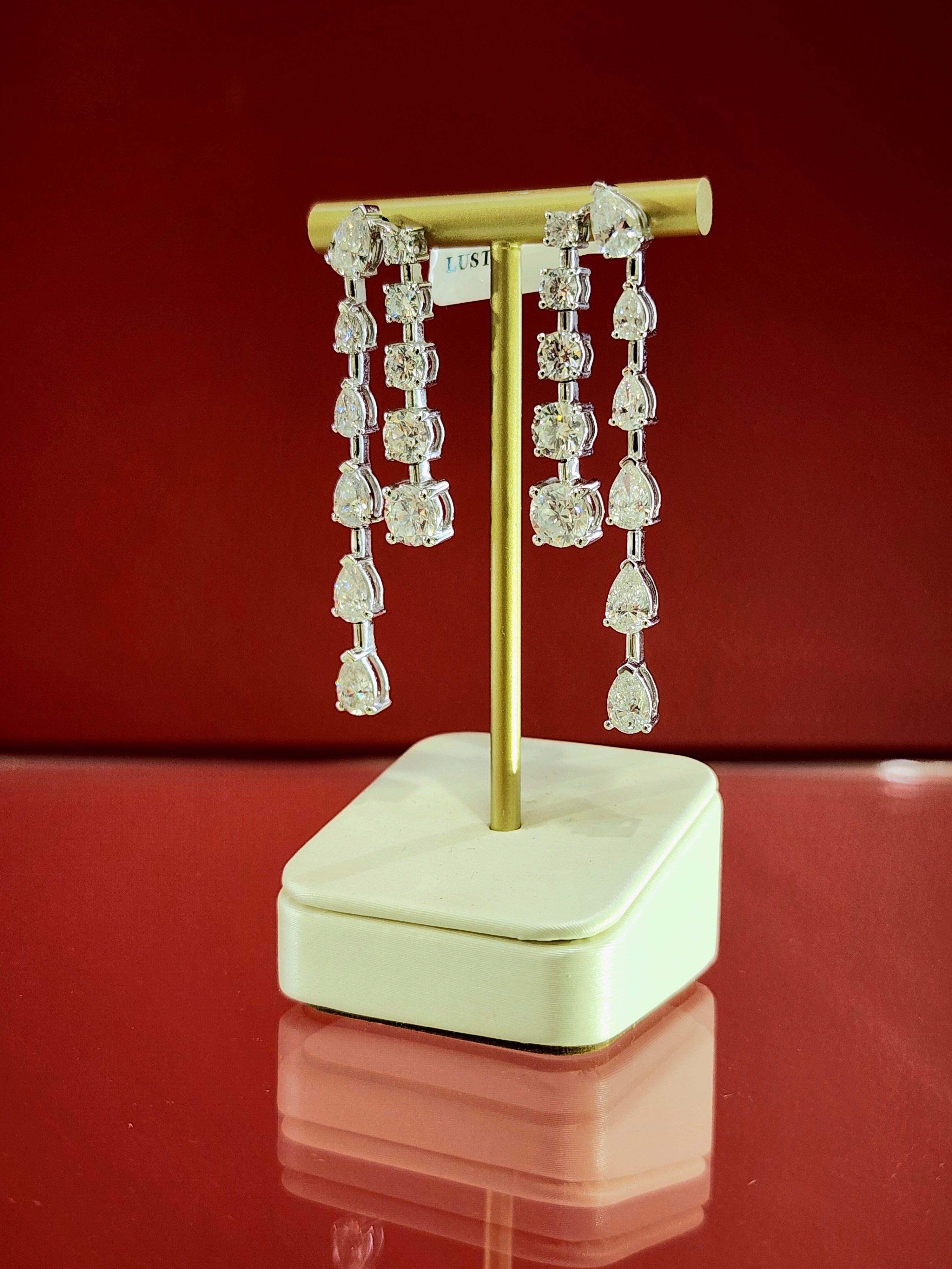 18K White Gold Multi-Shape Lab-Grown Diamond Earrings – 7.13 CT
