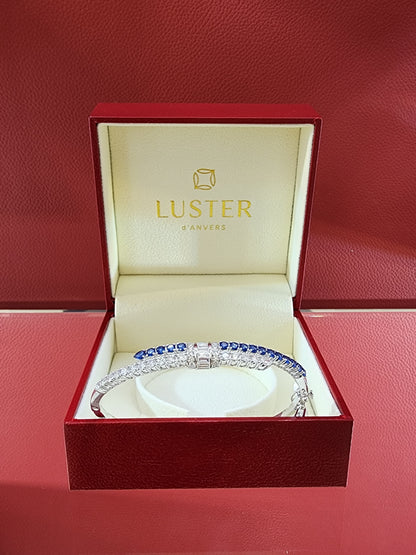 White Gold Lab-Grown Diamond & Sapphire crossover Bangle – 2.21 CT
