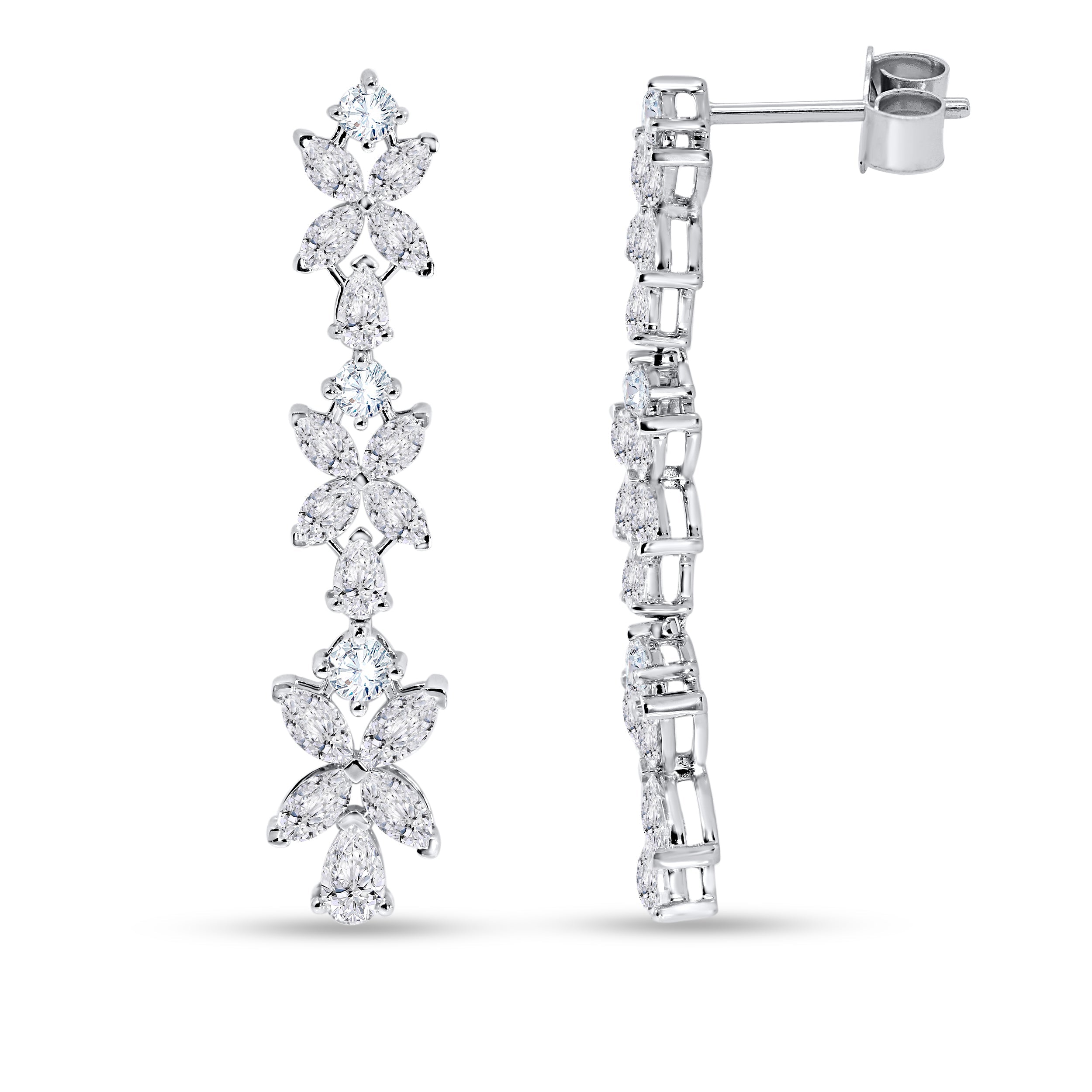 Marquise and round lab diamond cascading earrings