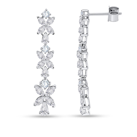 Marquise and round lab diamond cascading earrings