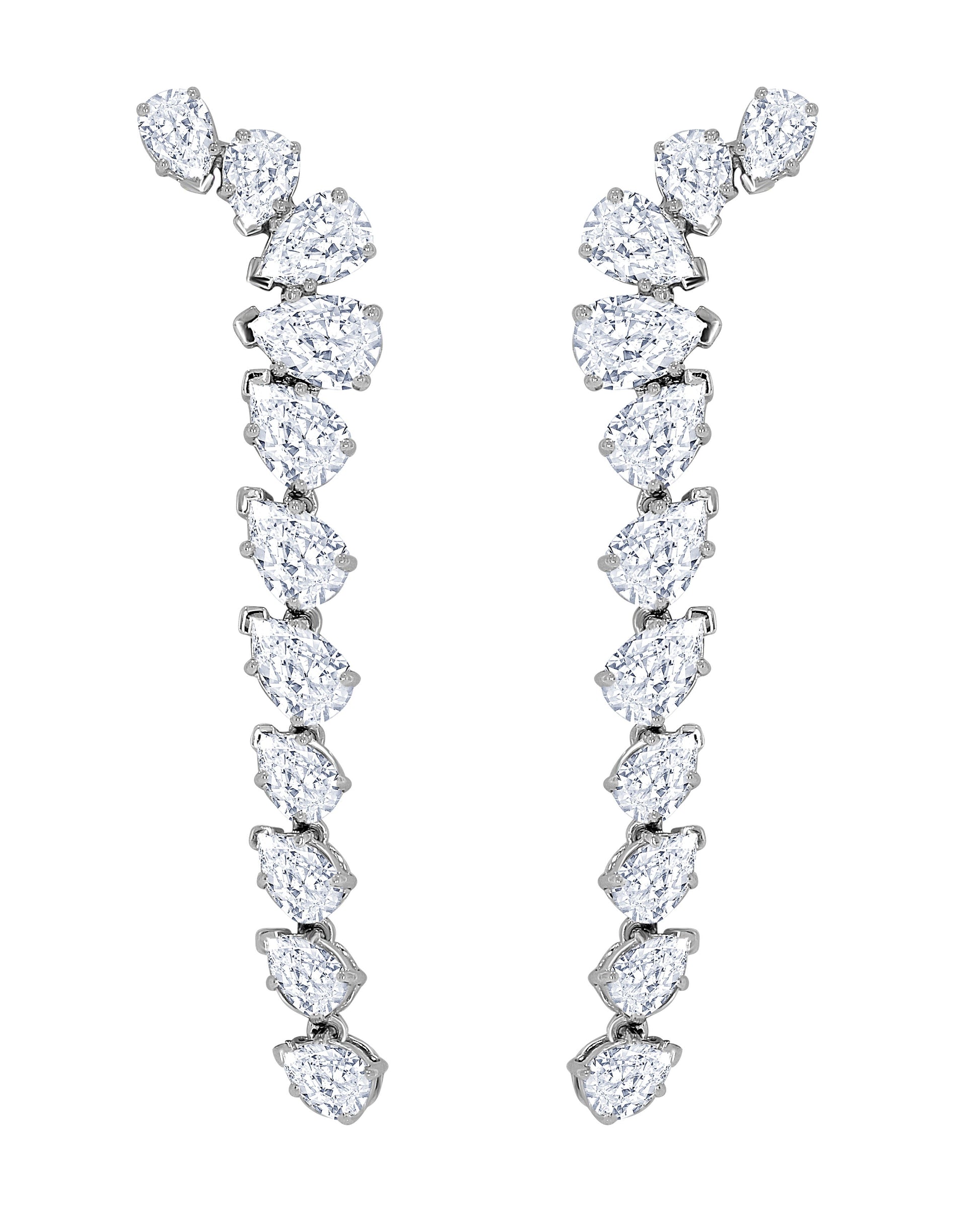 Cascading pear shaped lab diamond dangle earrings