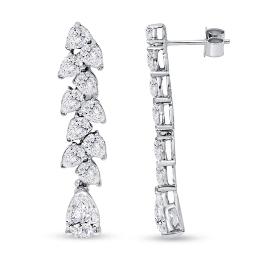 Cascading pear and round lab diamond dangle earrings