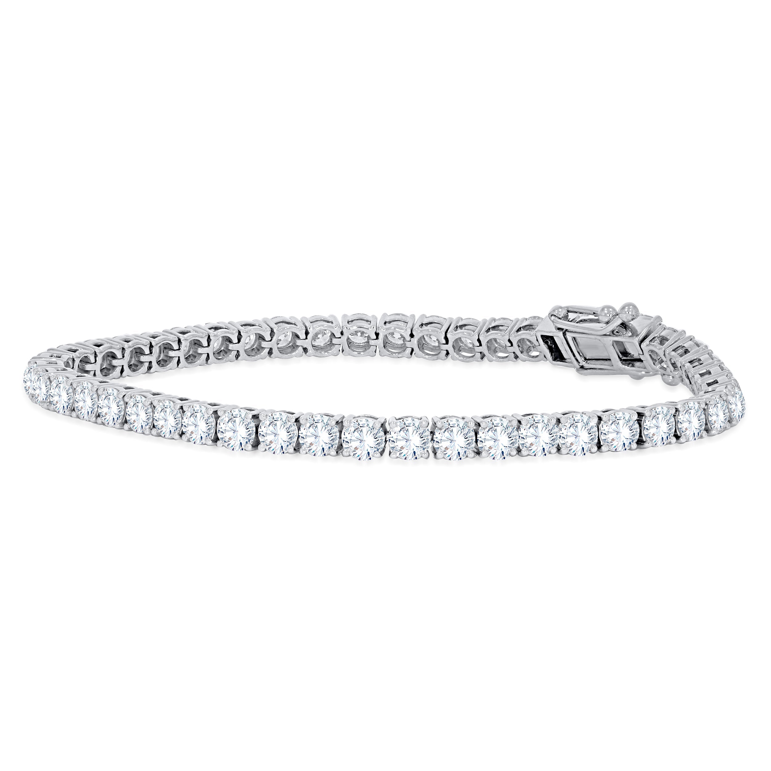 14K White Gold Lab Grown Diamond Tennis Bracelet 8.62 Carat Round Cut