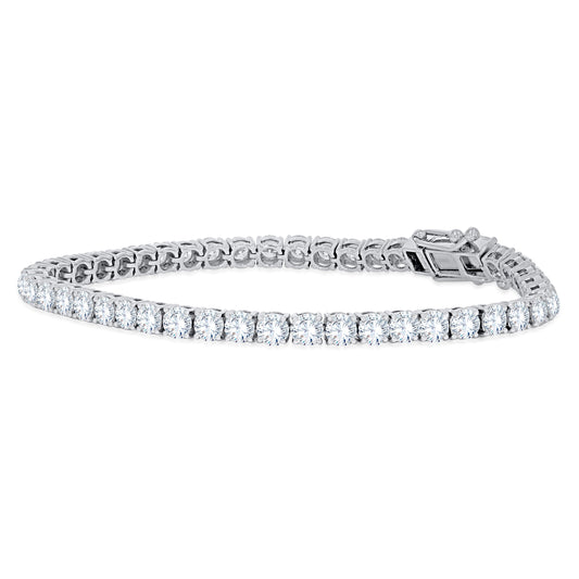 14K White Gold Lab Grown Diamond Tennis Bracelet 8.62 Carat Round Cut