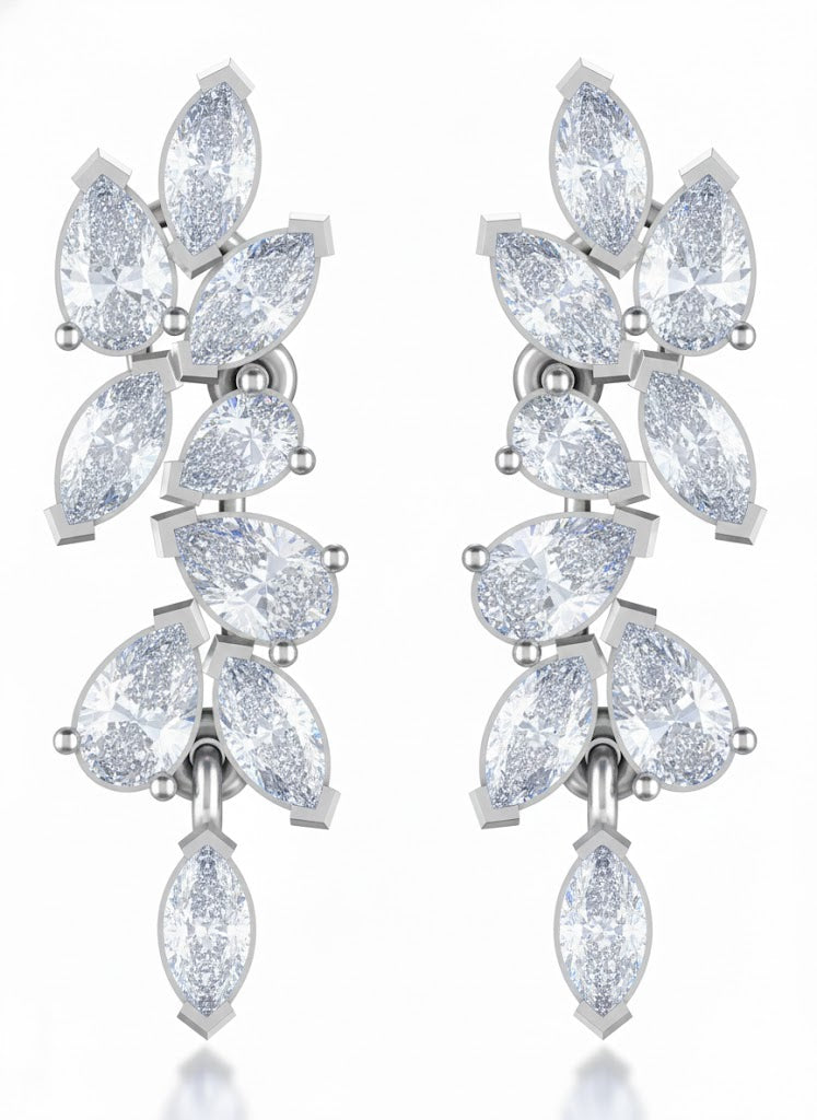 14K White Gold Marquise Cut Lab-Grown Diamond Earrings – 1.64 CT, fine jewellery by Luster d'Anvers, Antwerp