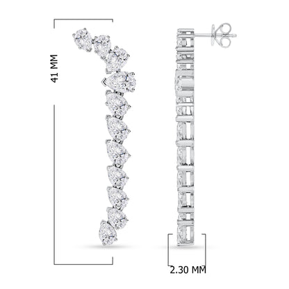 Diamond Pear Drop Earrings in White Gold - 3.78 CTW