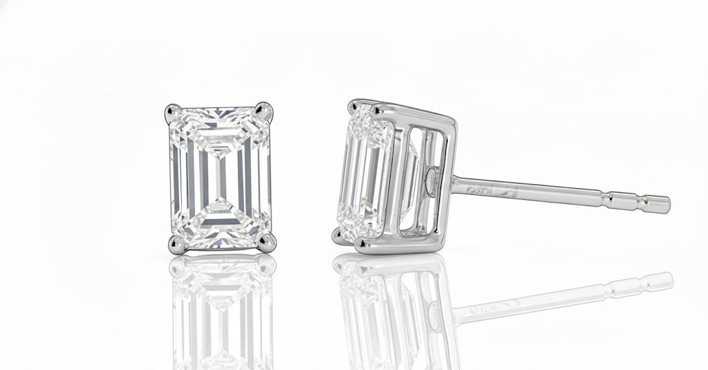 14K White Gold Emerald Cut Lab-Grown Diamond Earrings – 1.86 CT, fine jewellery by Luster d'Anvers, Antwerp