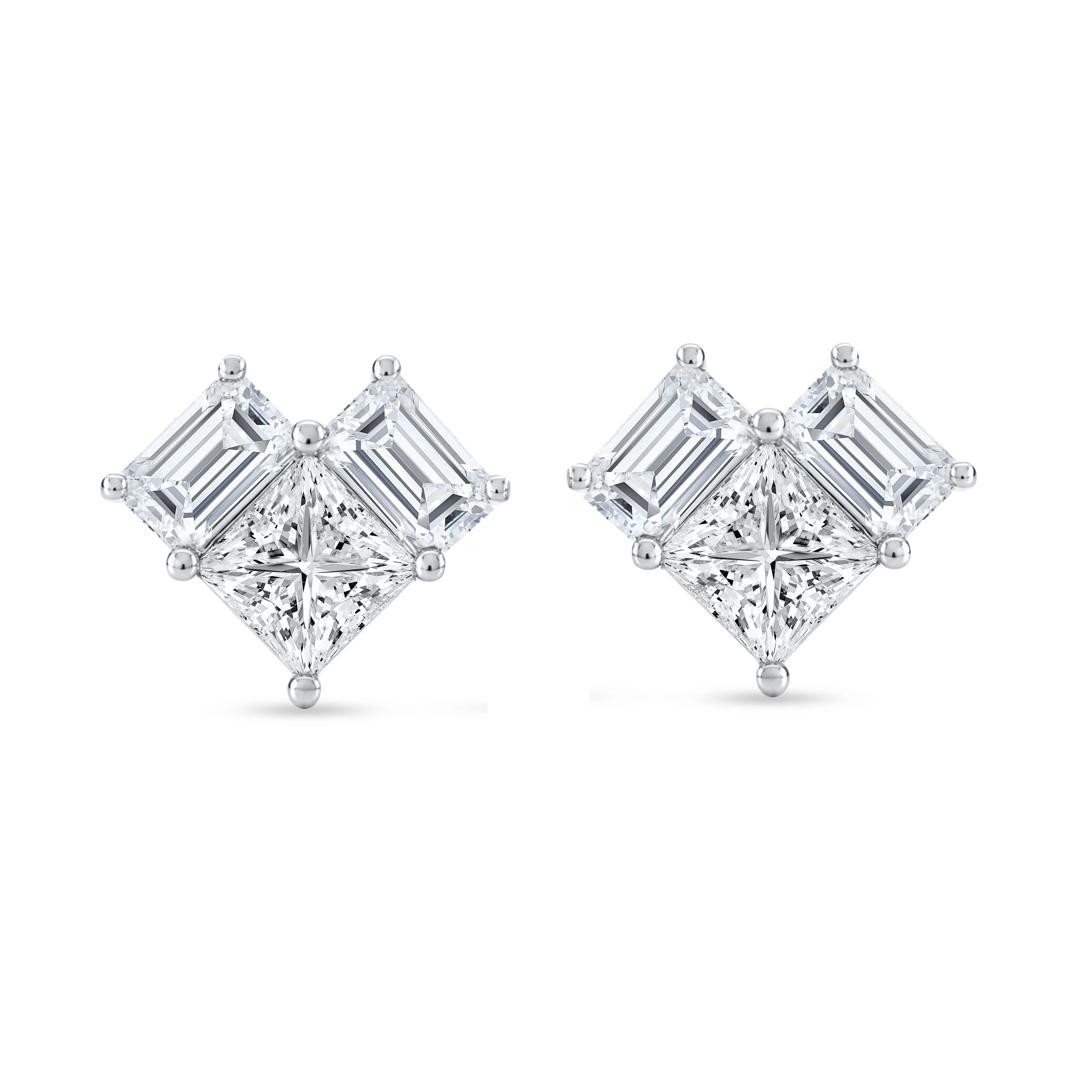 14K White Gold Princess Cut Lab-Grown Diamond Earrings – 3.21 CT, fine jewellery by Luster d'Anvers, Antwerp