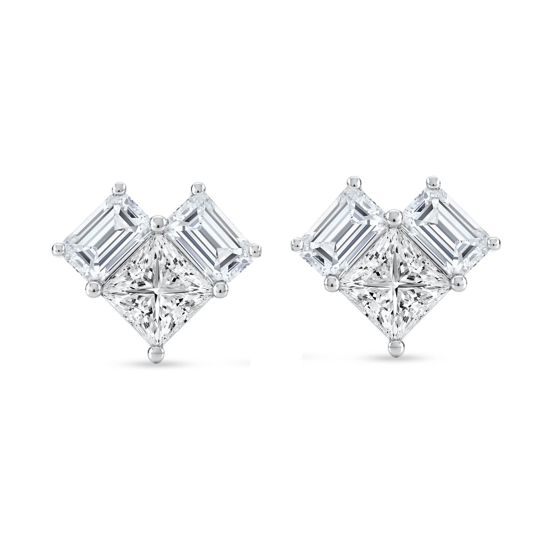 14K White Gold Princess Cut Lab-Grown Diamond Earrings – 3.21 CT, fine jewellery by Luster d'Anvers, Antwerp