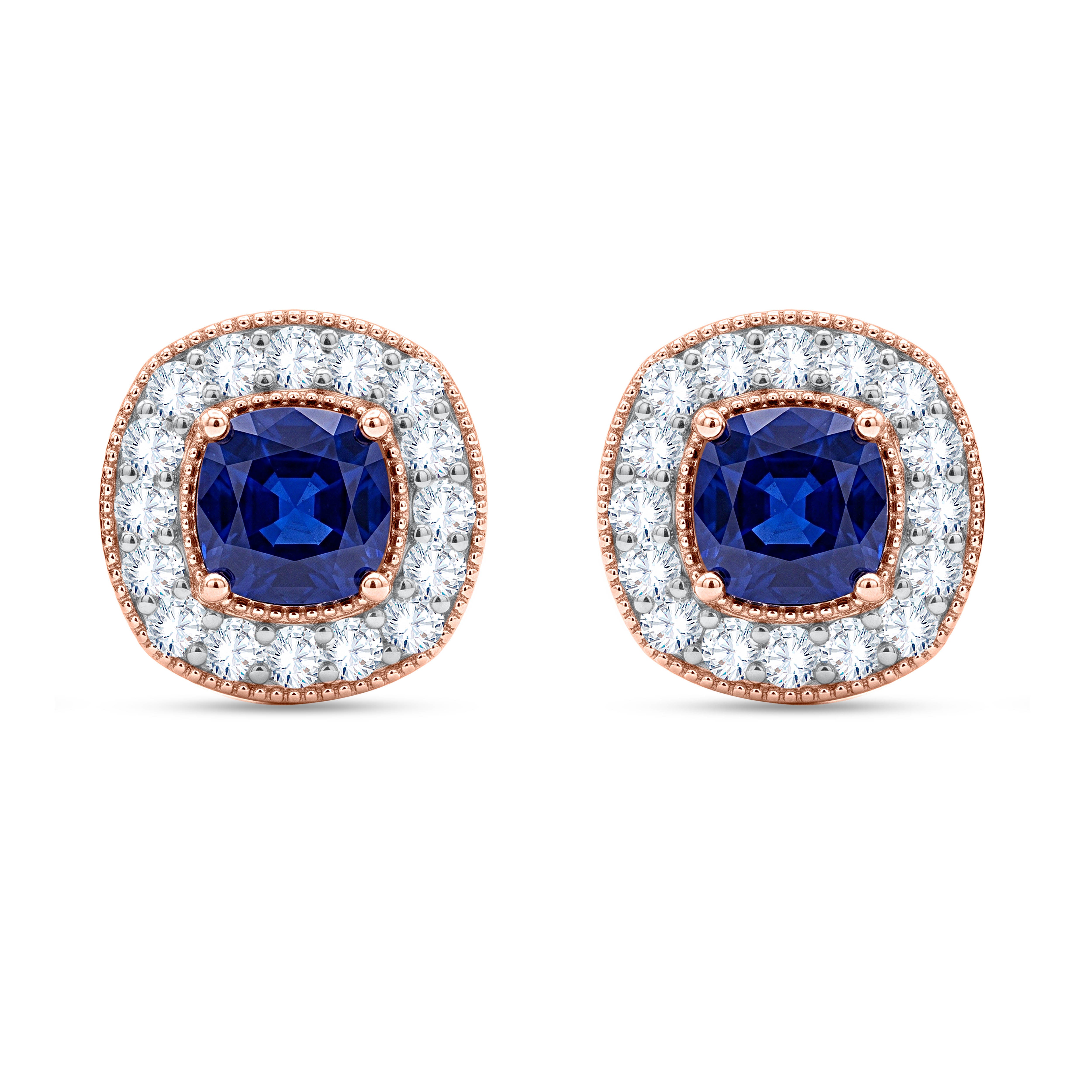10K White Gold Round Cut Lab-Grown Diamond & Sapphire Earrings – 2.53 CT, fine jewellery by Luster d'Anvers, Antwerp
