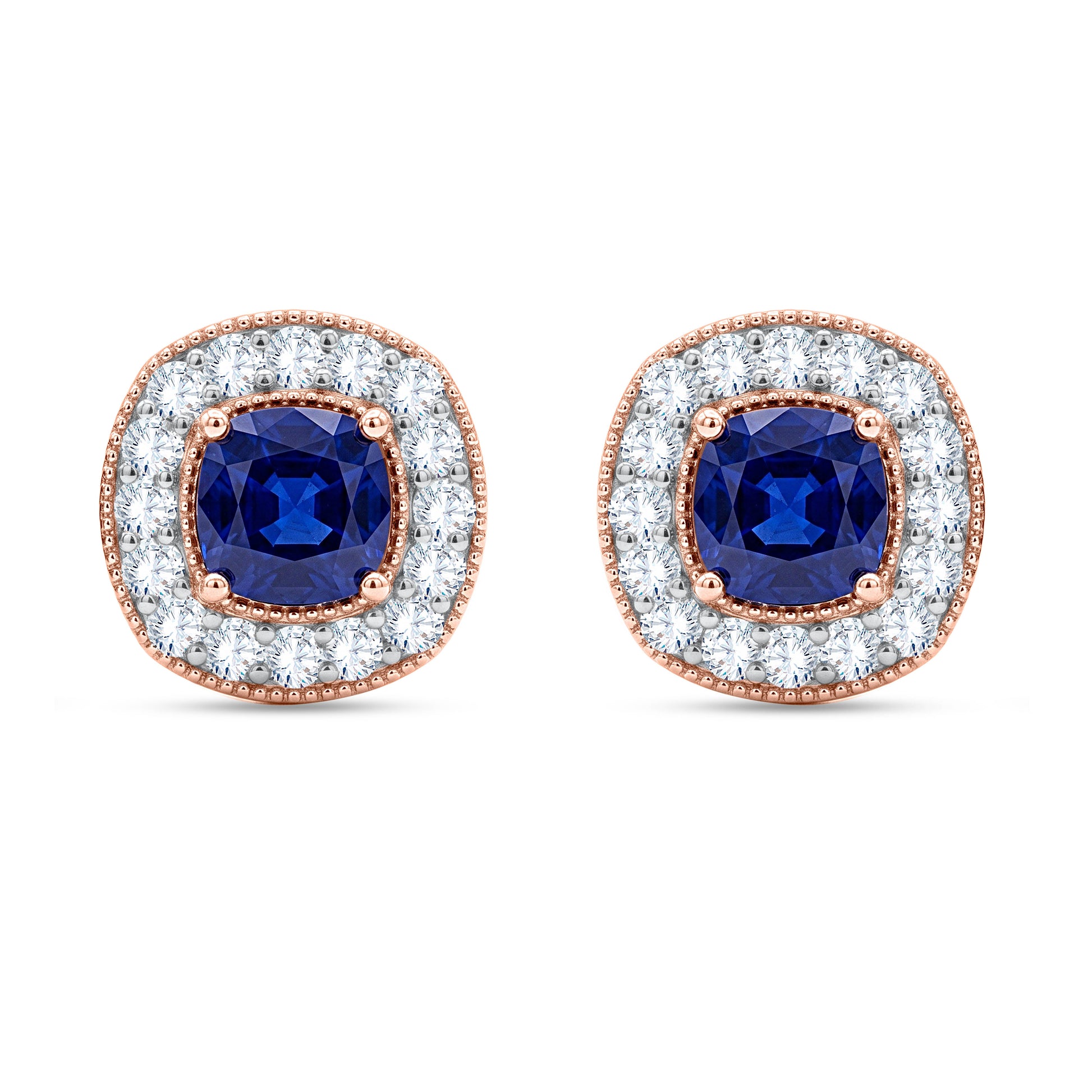 10K White Gold Round Cut Lab-Grown Diamond & Sapphire Earrings – 2.53 CT, fine jewellery by Luster d'Anvers, Antwerp