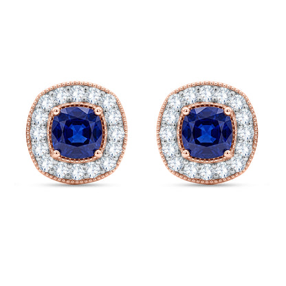 10K White Gold Round Cut Lab-Grown Diamond & Sapphire Earrings – 2.53 CT, fine jewellery by Luster d'Anvers, Antwerp