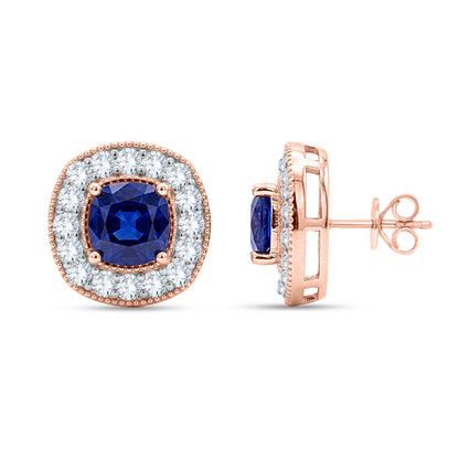 10K White Gold Round Cut Lab-Grown Diamond & Sapphire Earrings – 2.53 CT, fine jewellery by Luster d'Anvers, Antwerp