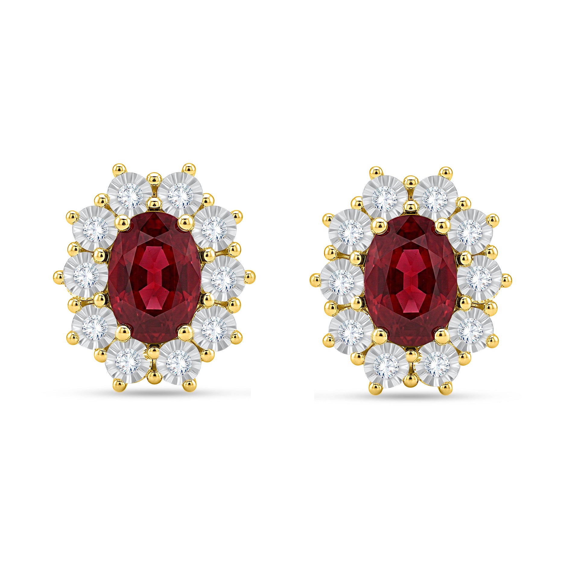 10K White Gold Oval Cut Lab-Grown Diamond & Garnet Earrings – 2.69 CT, fine jewellery by Luster d'Anvers, Antwerp