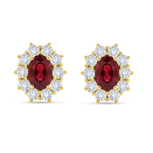 10K White Gold Oval Cut Lab-Grown Diamond & Garnet Earrings – 2.69 CT, fine jewellery by Luster d'Anvers, Antwerp