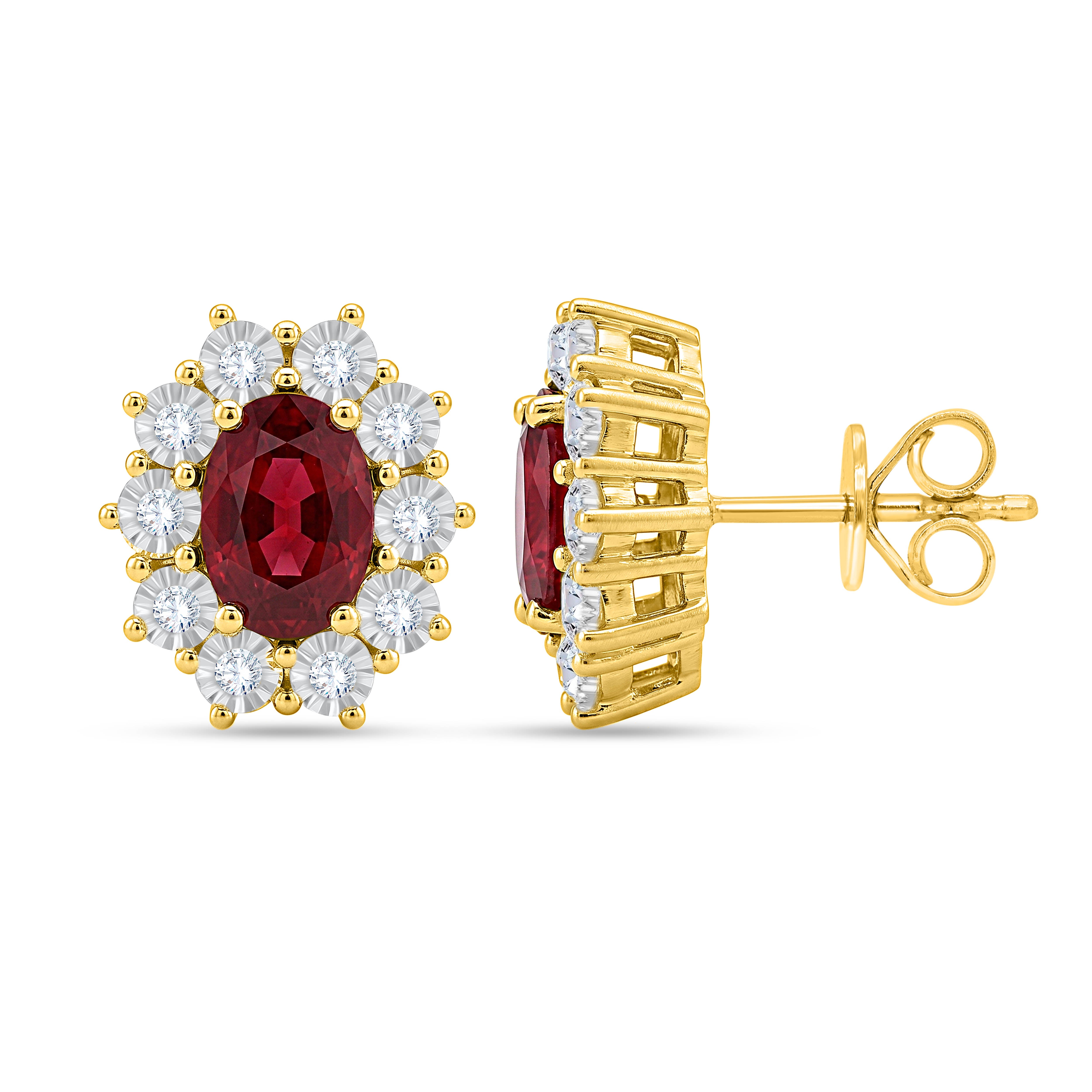 10K White Gold Oval Cut Lab-Grown Diamond & Garnet Earrings – 2.69 CT, fine jewellery by Luster d'Anvers, Antwerp