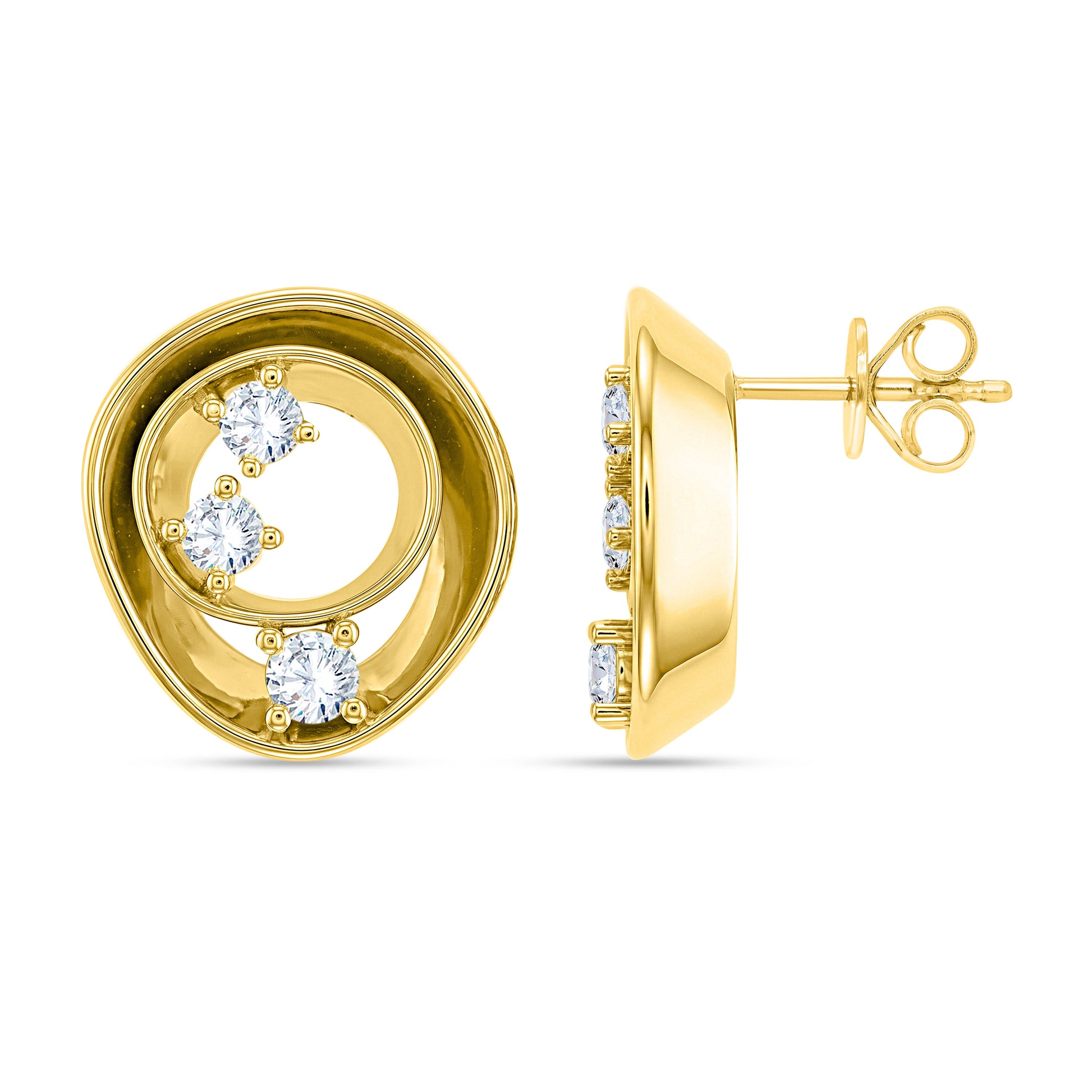 14K Yellow Gold Round Cut Lab-Grown Diamond Earrings – 0.6 CT, fine jewellery by Luster d'Anvers, Antwerp