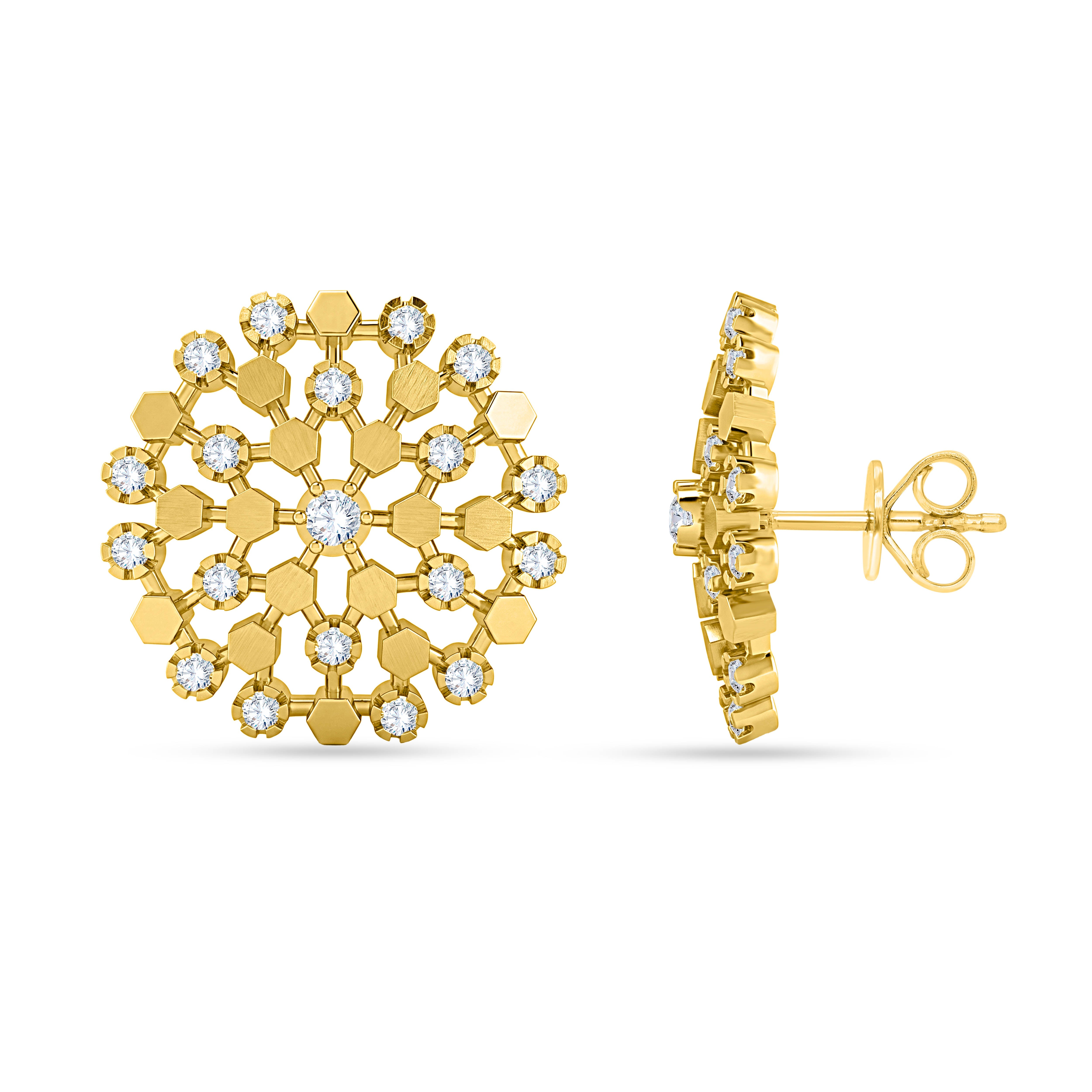 14K Yellow Gold Round Cut Lab-Grown Diamond Earrings – 0.84 CT, fine jewellery by Luster d'Anvers, Antwerp