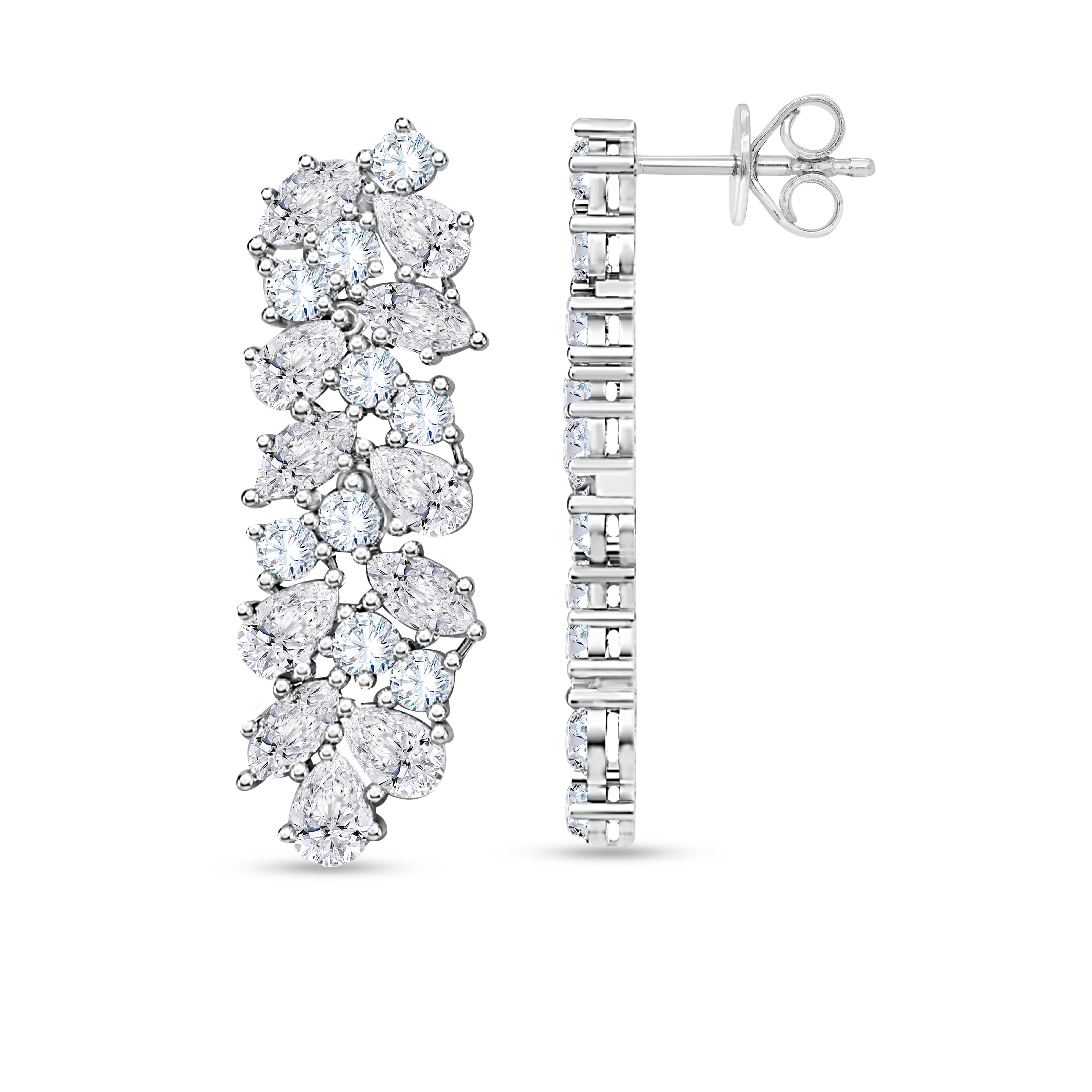 14K White Gold Multi-Shape Lab-Grown Diamond Earrings – 7.46 CT, fine jewellery by Luster d'Anvers, Antwerp