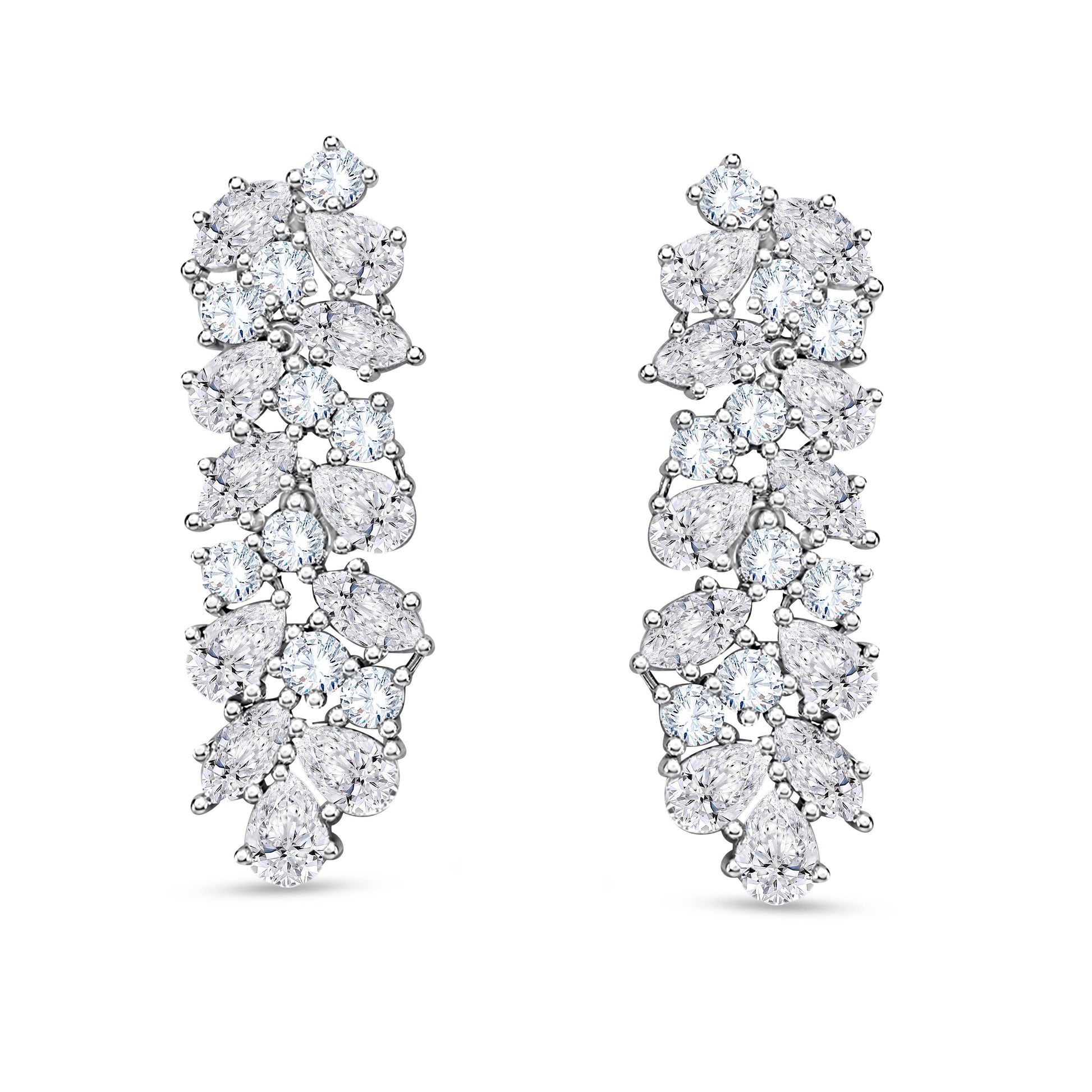 14K White Gold Multi-Shape Lab-Grown Diamond Earrings – 7.46 CT, fine jewellery by Luster d'Anvers, Antwerp