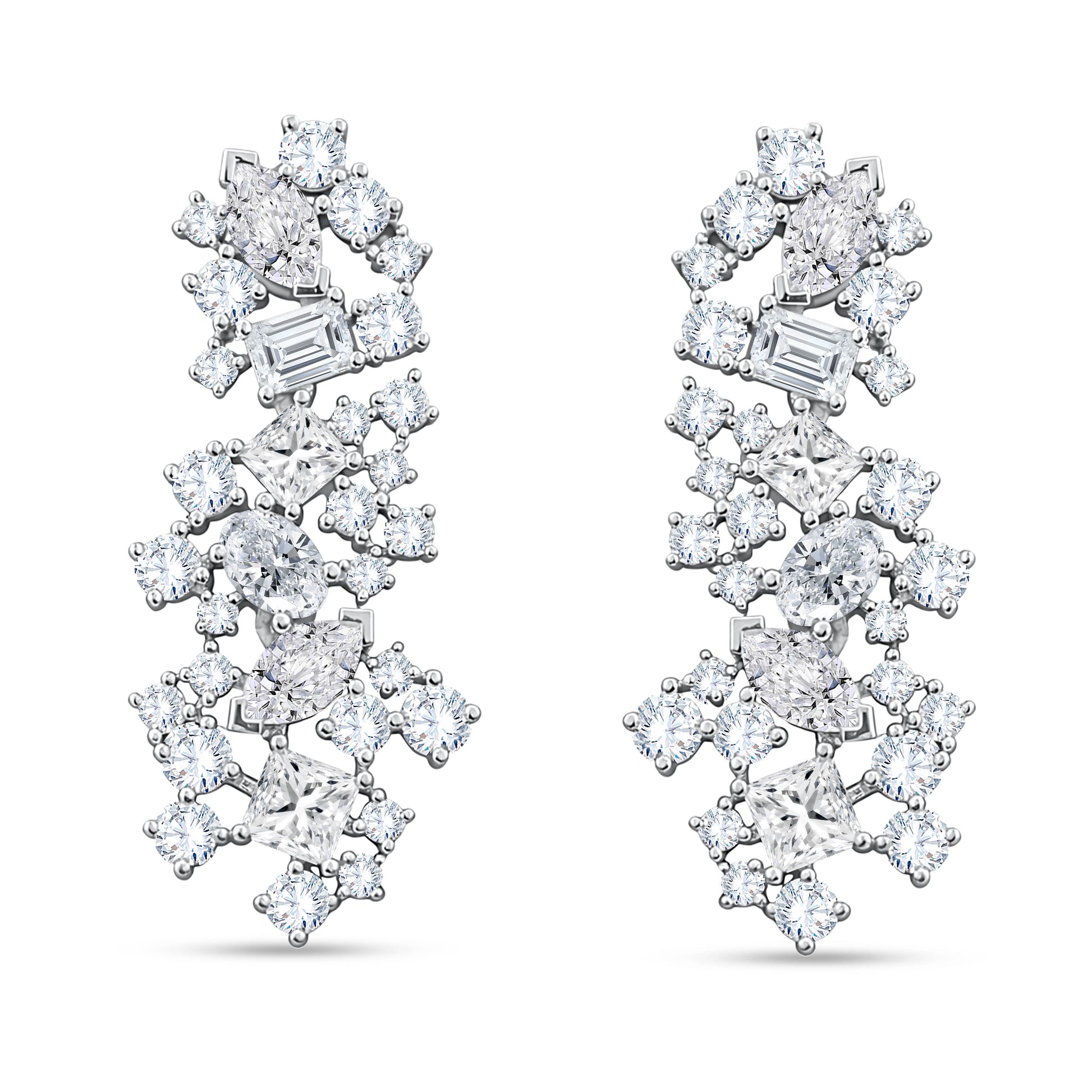 14K White Gold Multi-Shape Lab-Grown Diamond Earrings – 5.19 CT, fine jewellery by Luster d'Anvers, Antwerp