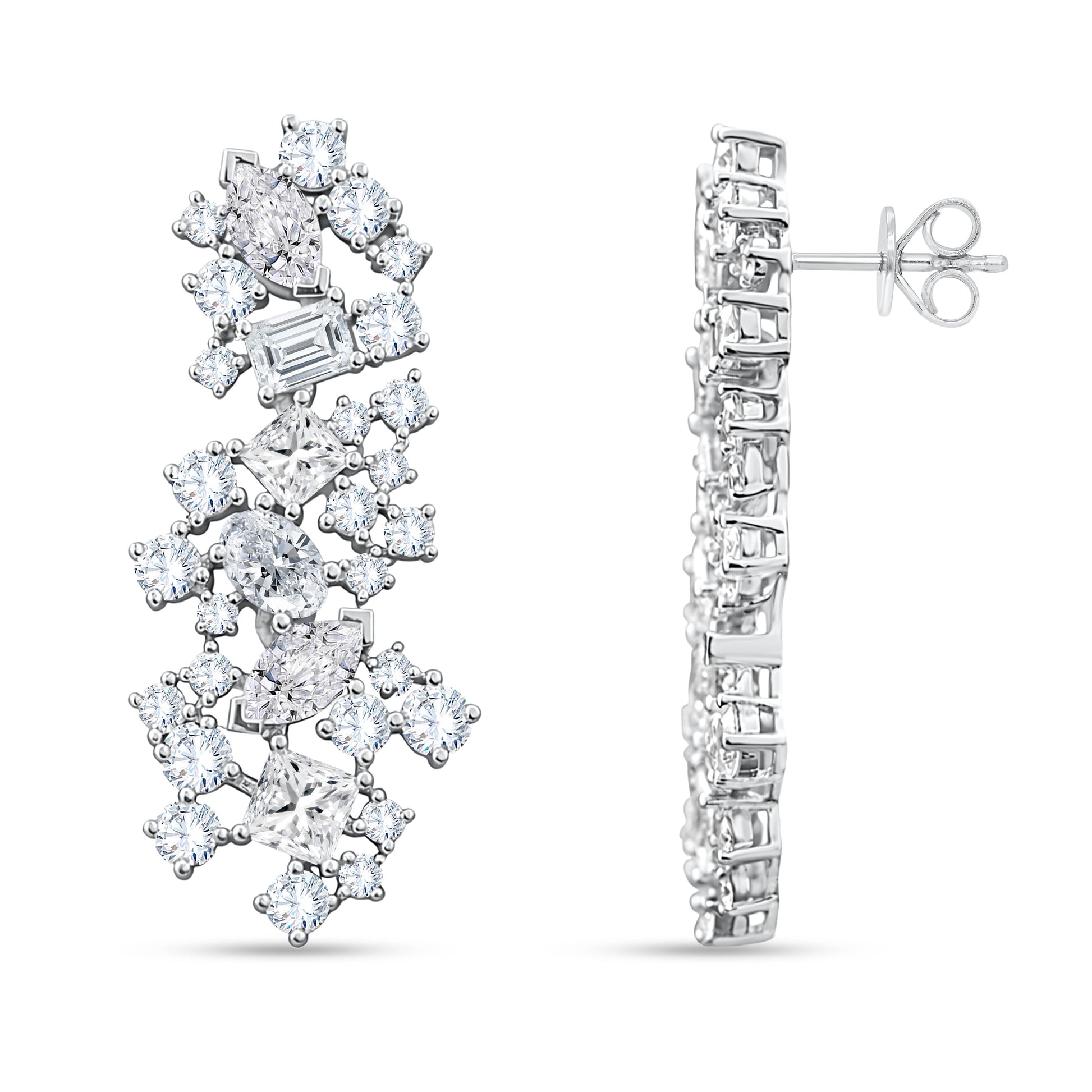 14K White Gold Multi-Shape Lab-Grown Diamond Earrings – 5.19 CT, fine jewellery by Luster d'Anvers, Antwerp