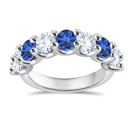 14K Yellow Gold Round Cut Lab-Grown Diamond & Sapphire Ring – 3.32 CT, fine jewellery by Luster d'Anvers, Antwerp