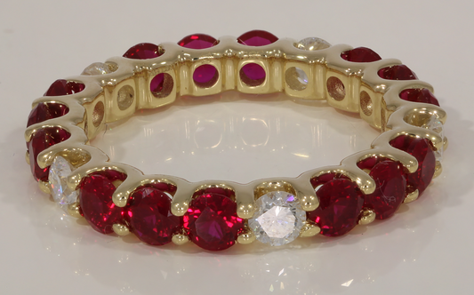 14K White Gold Round Cut Lab-Grown Diamond & Ruby Ring – 5.74 CT, fine jewellery by Luster d'Anvers, Antwerp