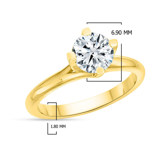 14K Yellow Gold Round Cut Lab-Grown Diamond Ring – 1.2 CT, fine jewellery by Luster d'Anvers, Antwerp
